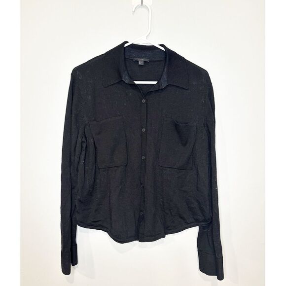 COS wool button up black long sleeve top - Picture 1 of 4